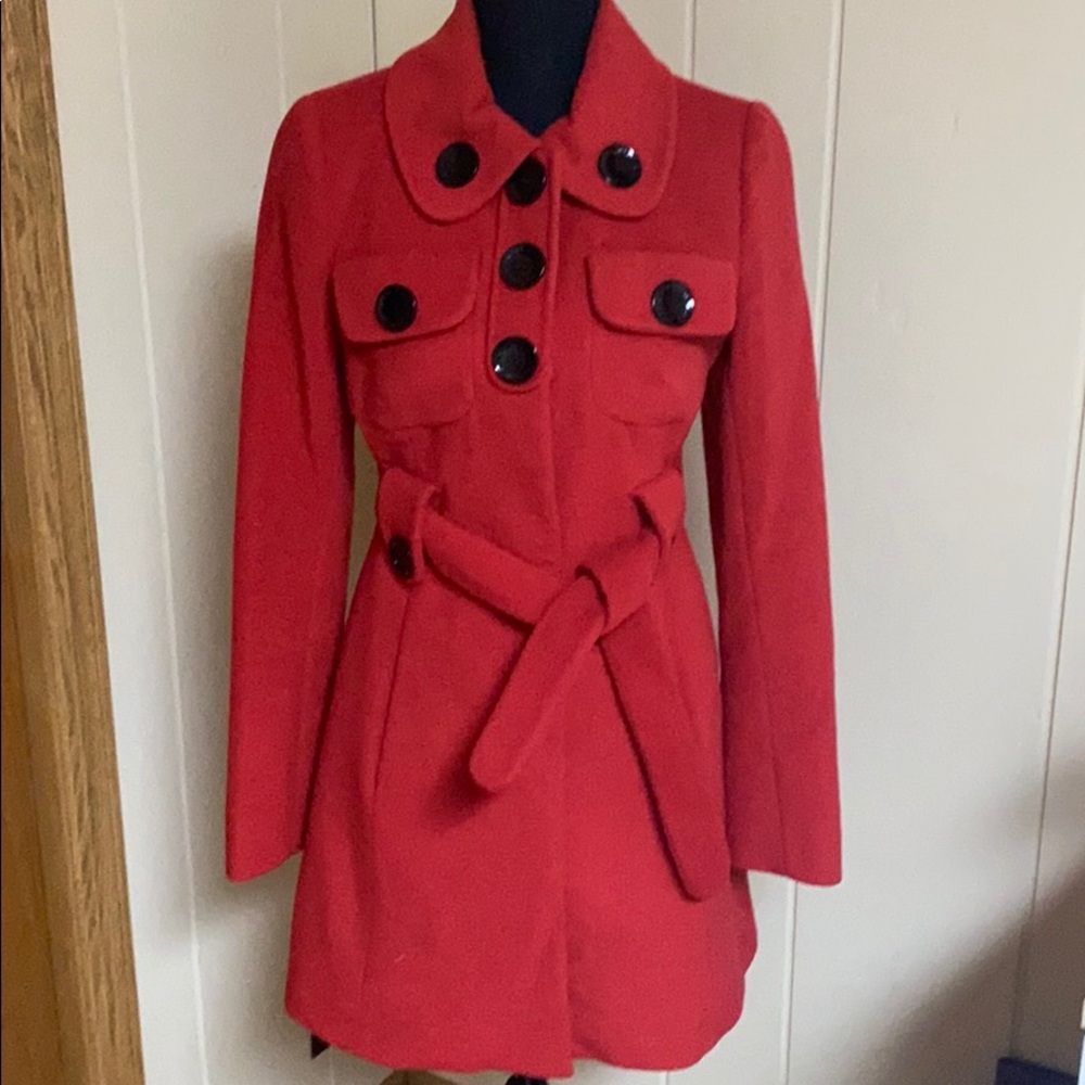 Karen Millen Wool Red Coat, size: US:6 /EU:38, preowned